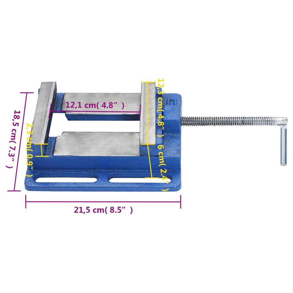 vidaXL Étau pour perceuse à colonne bleu 121 mm fonte
