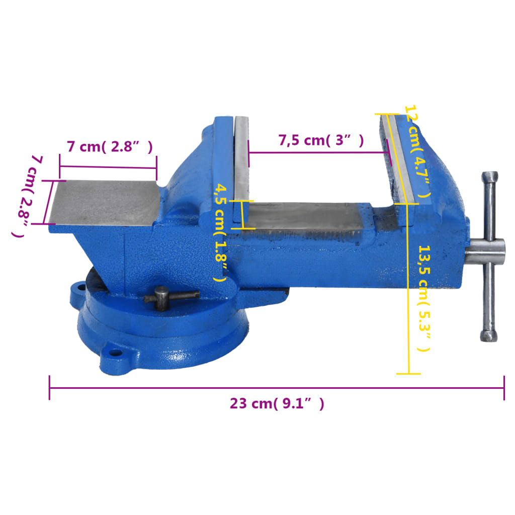 vidaXL Étau d'établi bleu 100 mm fonte
