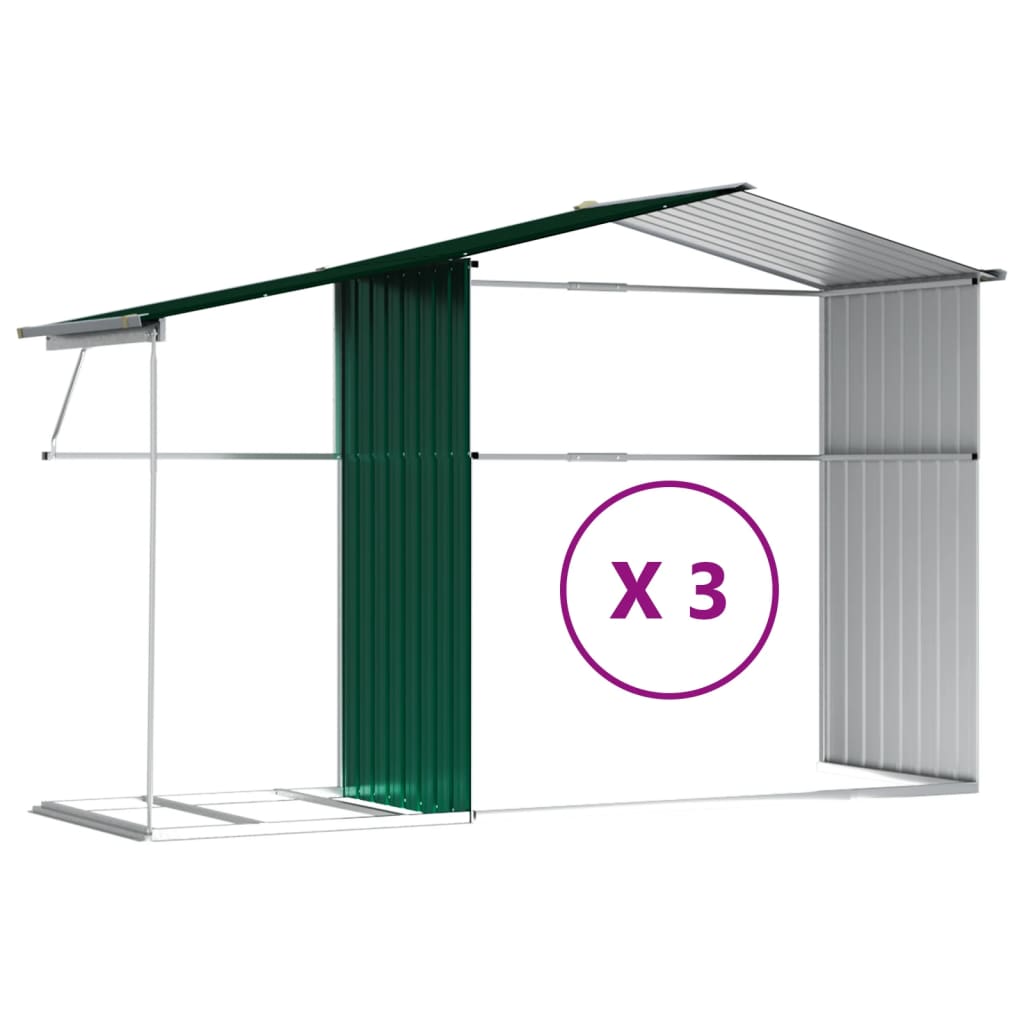 vidaXL Abri de jardin vert 277x365,5x179 cm acier galvanisé