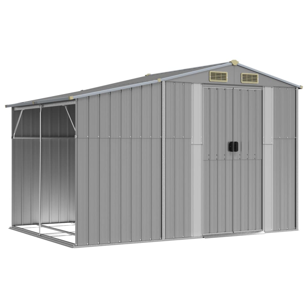vidaXL Abri de jardin gris 277x192,5x179 cm acier galvanisé