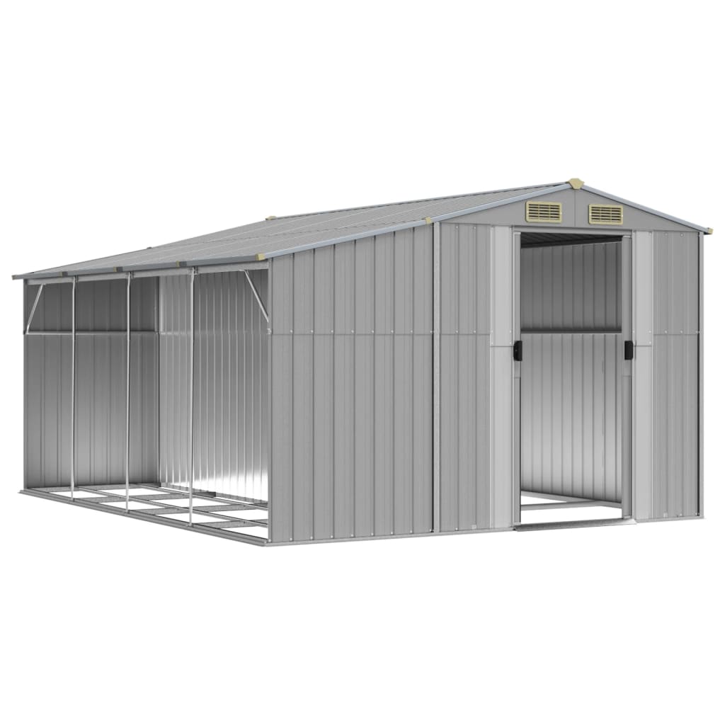 vidaXL Abri de jardin gris 277x365,5x179 cm acier galvanisé