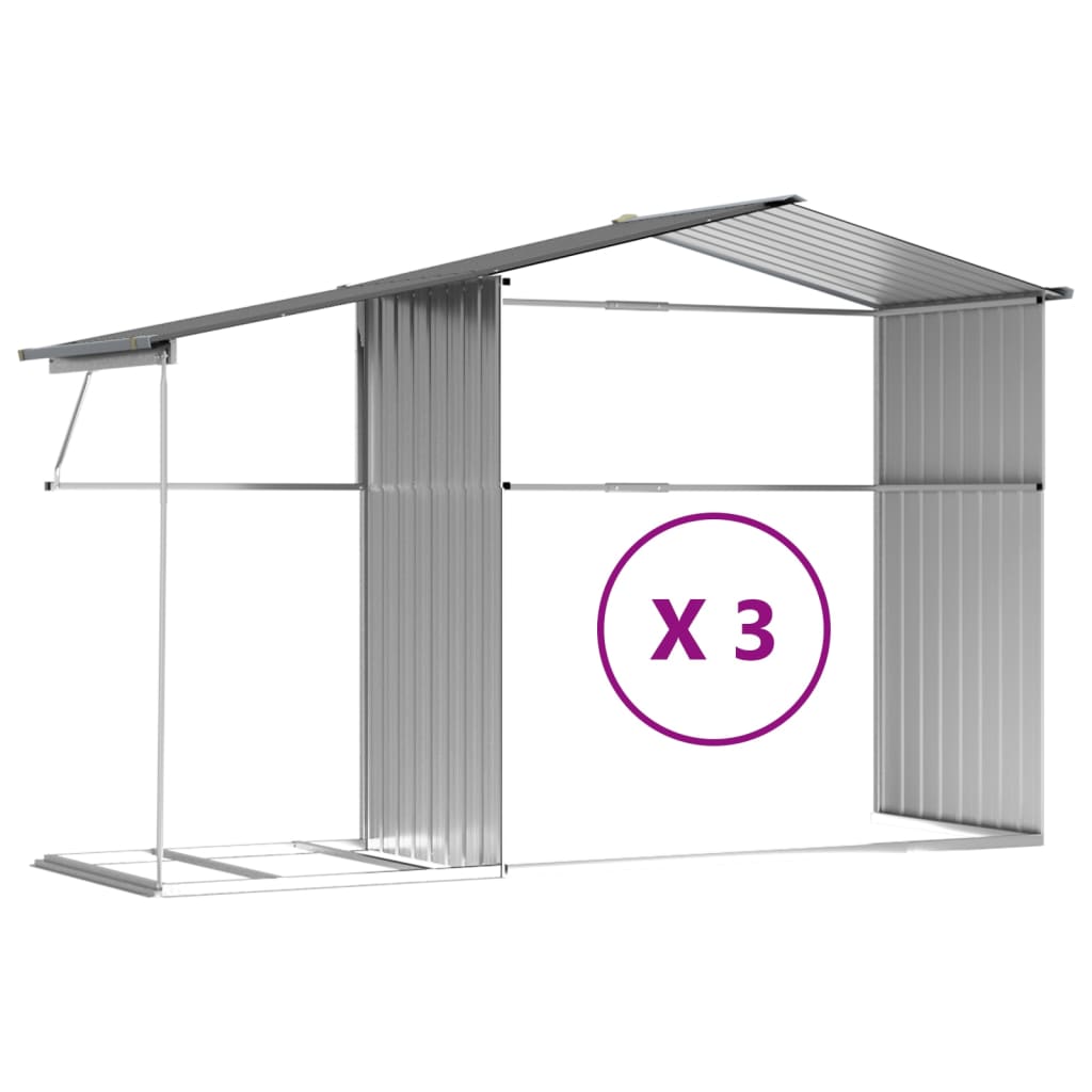 vidaXL Abri de jardin gris 277x365,5x179 cm acier galvanisé