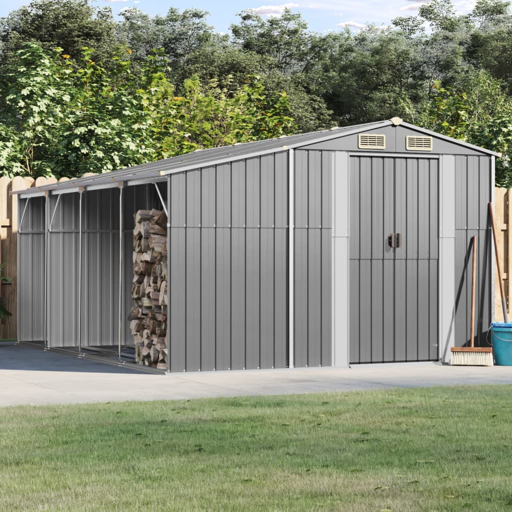 vidaXL Abri de jardin gris 277x365,5x179 cm acier galvanisé