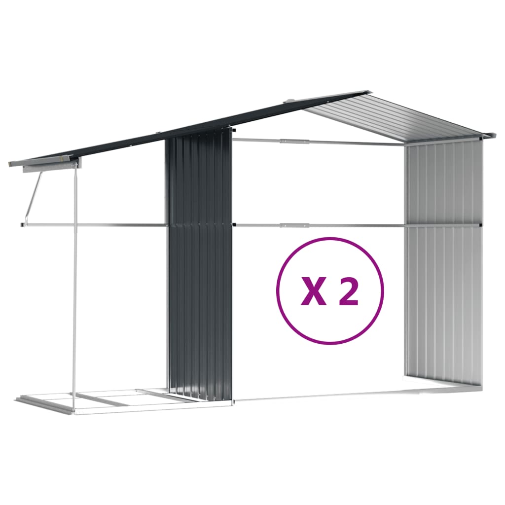 vidaXL Abri de jardin anthracite 277x279x179 cm acier galvanisé
