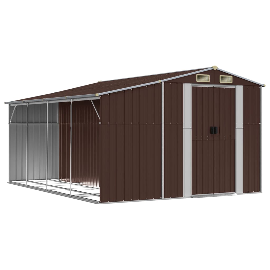 vidaXL Abri de jardin marron 277x365,5x179 cm acier galvanisé