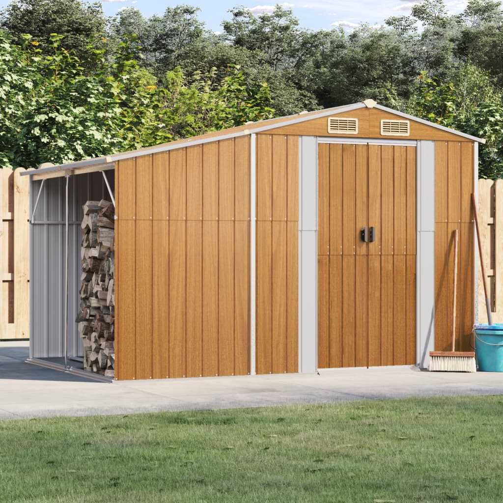vidaXL Abri de jardin marron clair 277x192,5x179 cm acier galvanisé