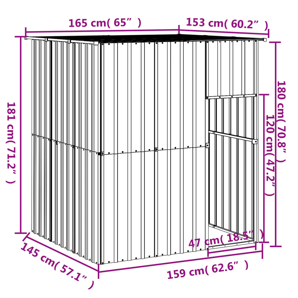 vidaXL Niche pour chien avec toit anthracite 165x153x181 cm