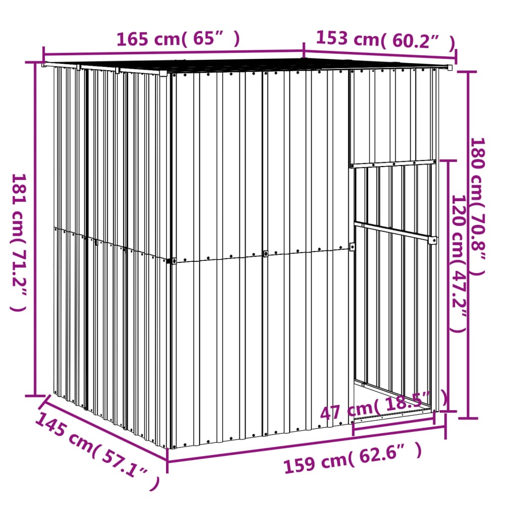 vidaXL Niche pour chien avec toit gris clair 165x153x181 cm