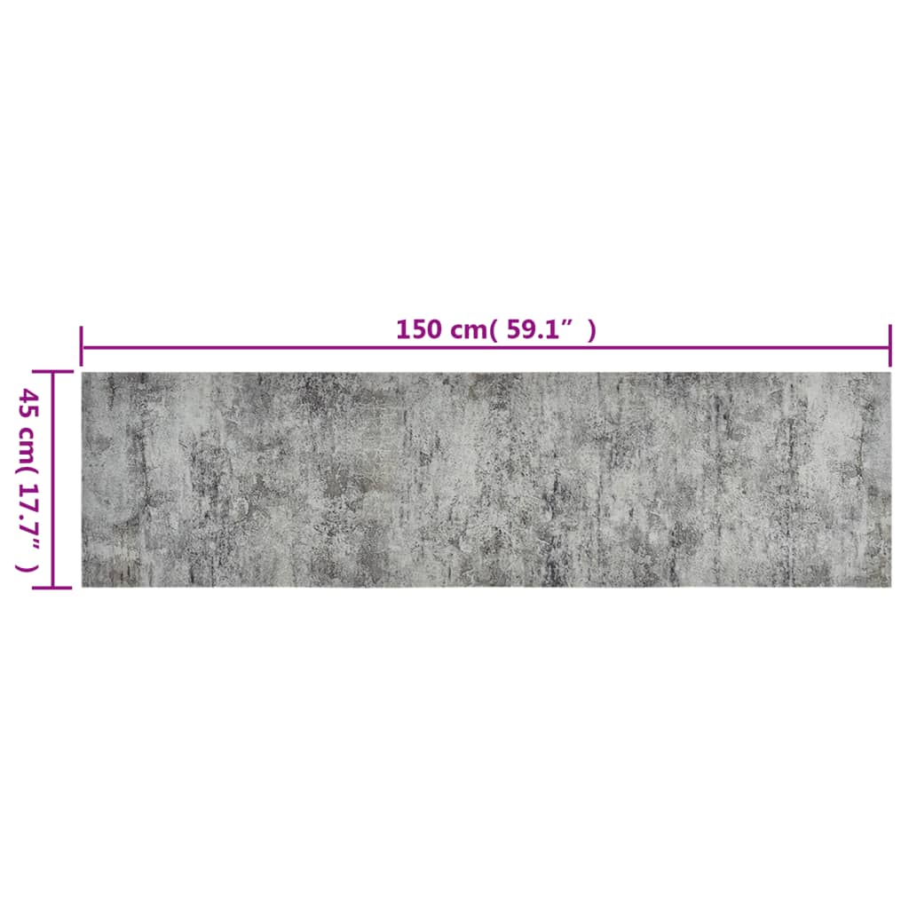 vidaXL Tapis de cuisine lavable impression béton 45x150 cm velours