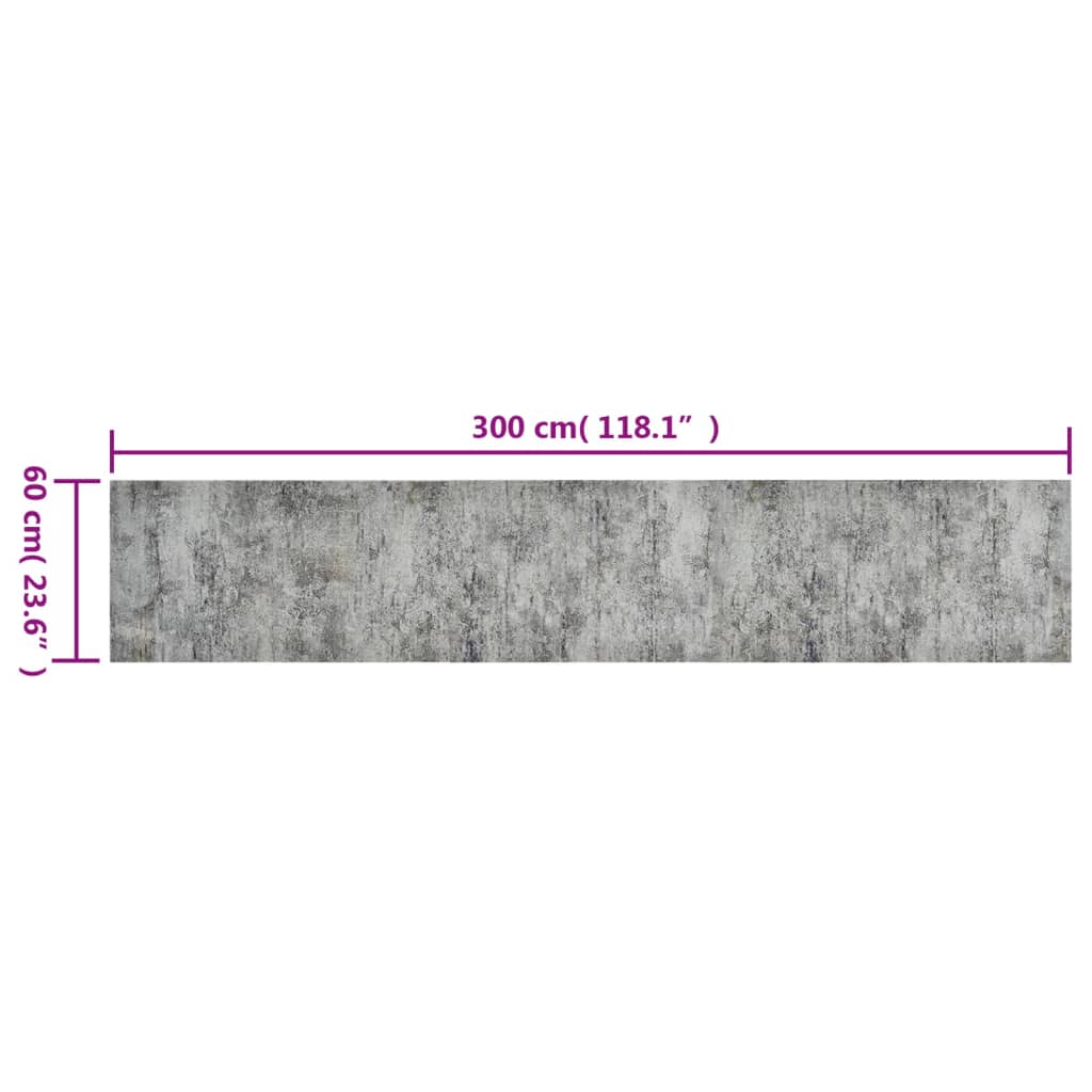 vidaXL Tapis de cuisine lavable impression béton 60x300 cm velours