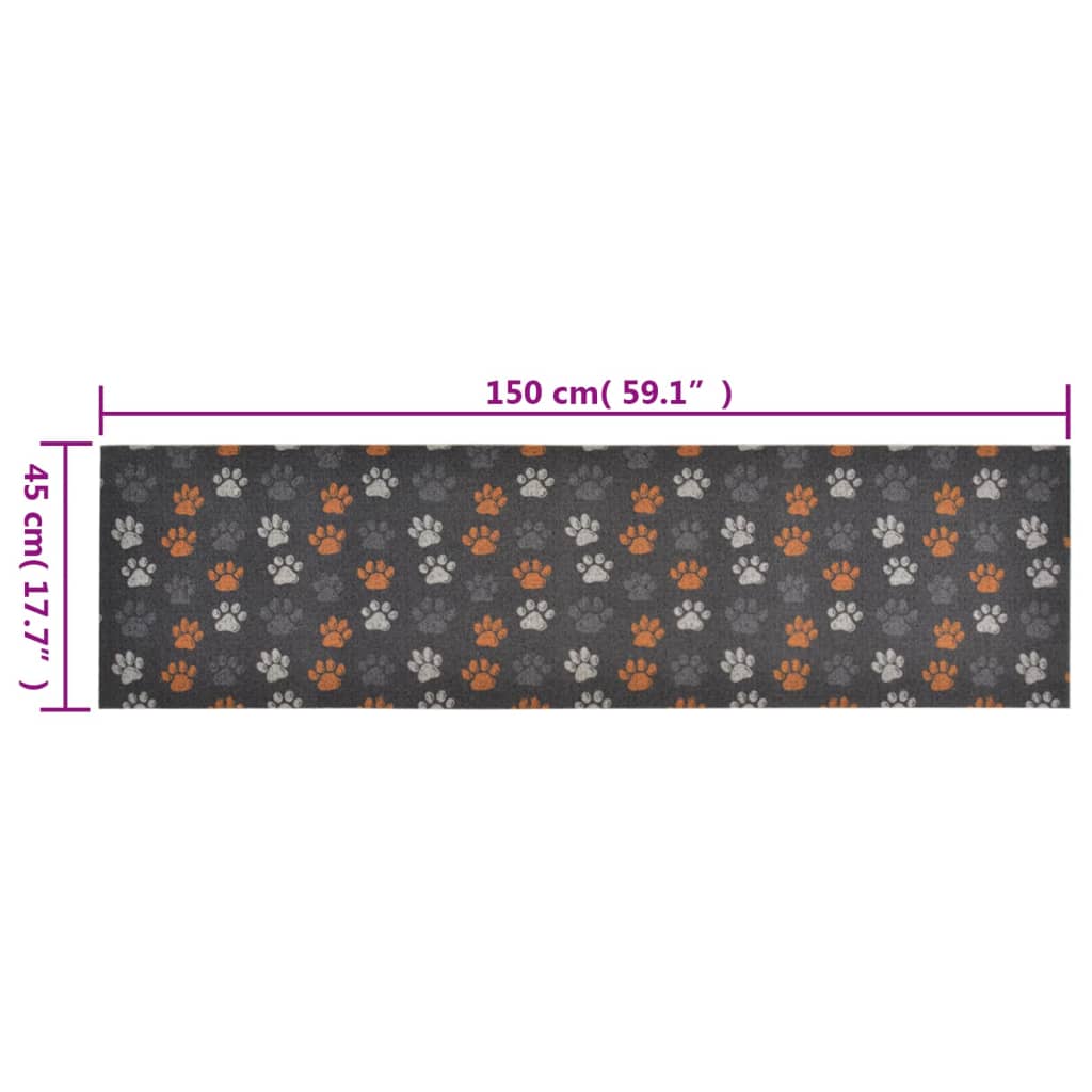 vidaXL Tapis de cuisine lavable impression de pattes 45x150 cm velours