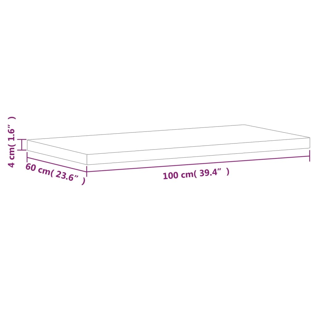 vidaXL Comptoir de salle de bain 100x60x4 cm bois massif de hêtre