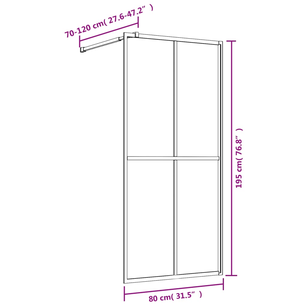 vidaXL Paroi de douche avec verre ESG transparent doré 80x195 cm