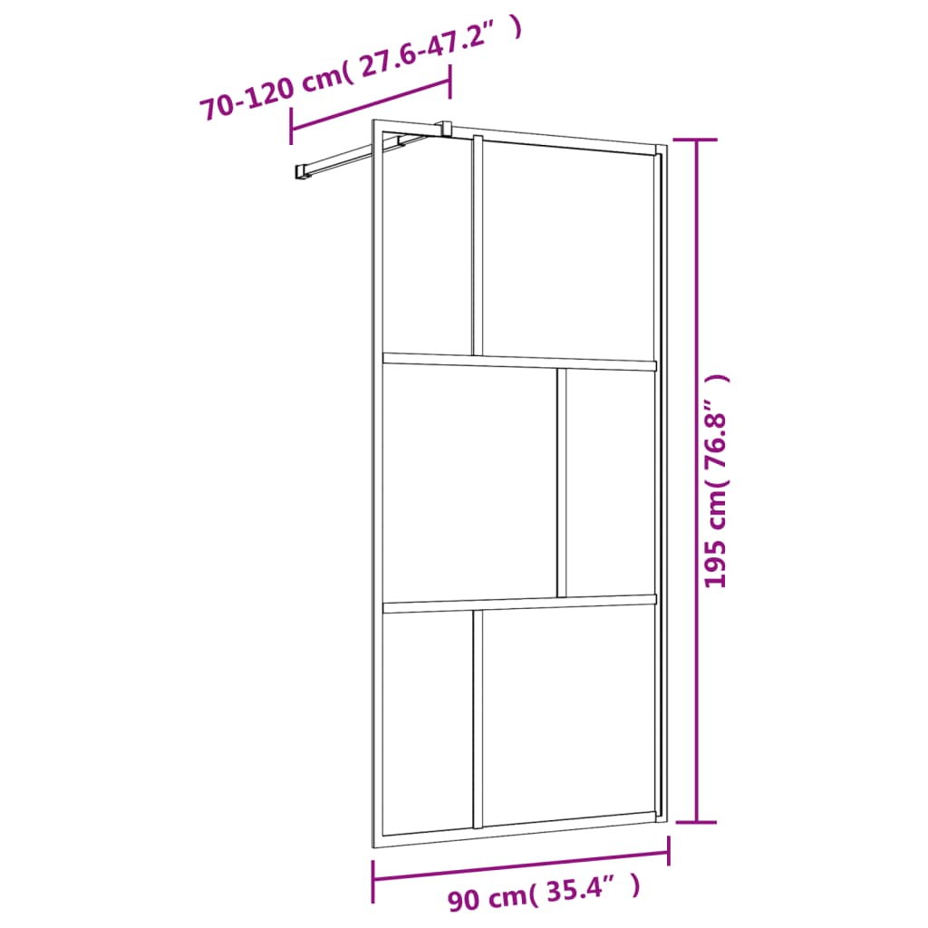 vidaXL Paroi de douche avec verre ESG transparent doré 90x195 cm