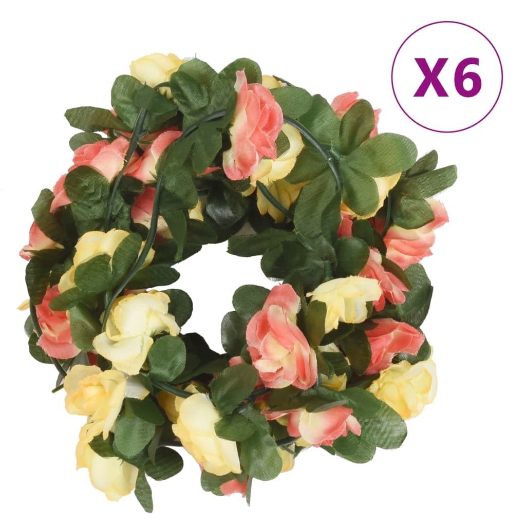 vidaXL Guirlandes de fleurs artificielles 6 pcs rouge vif 250 cm