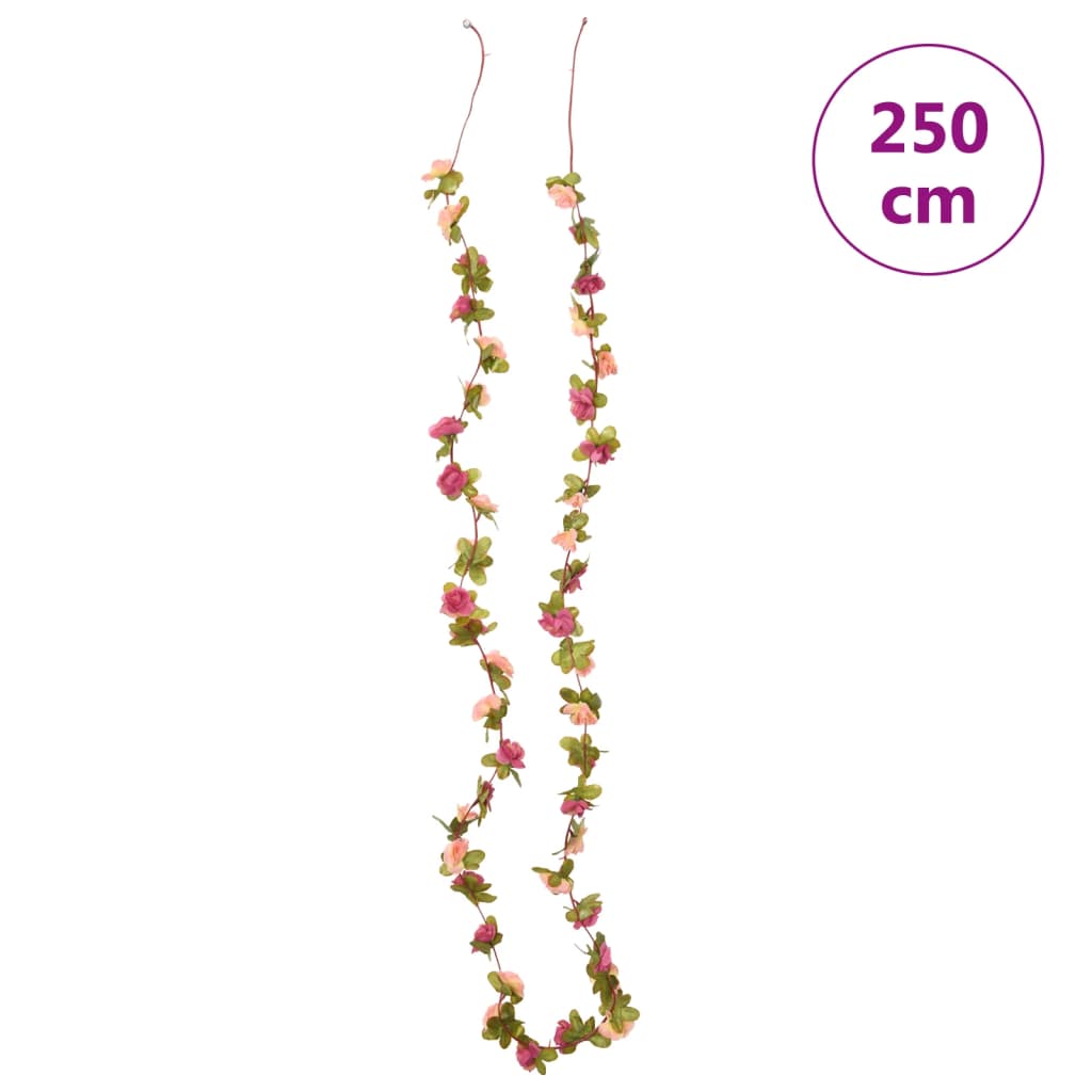 vidaXL Guirlandes de fleurs artificielles 6 pcs rouge rosé 250 cm