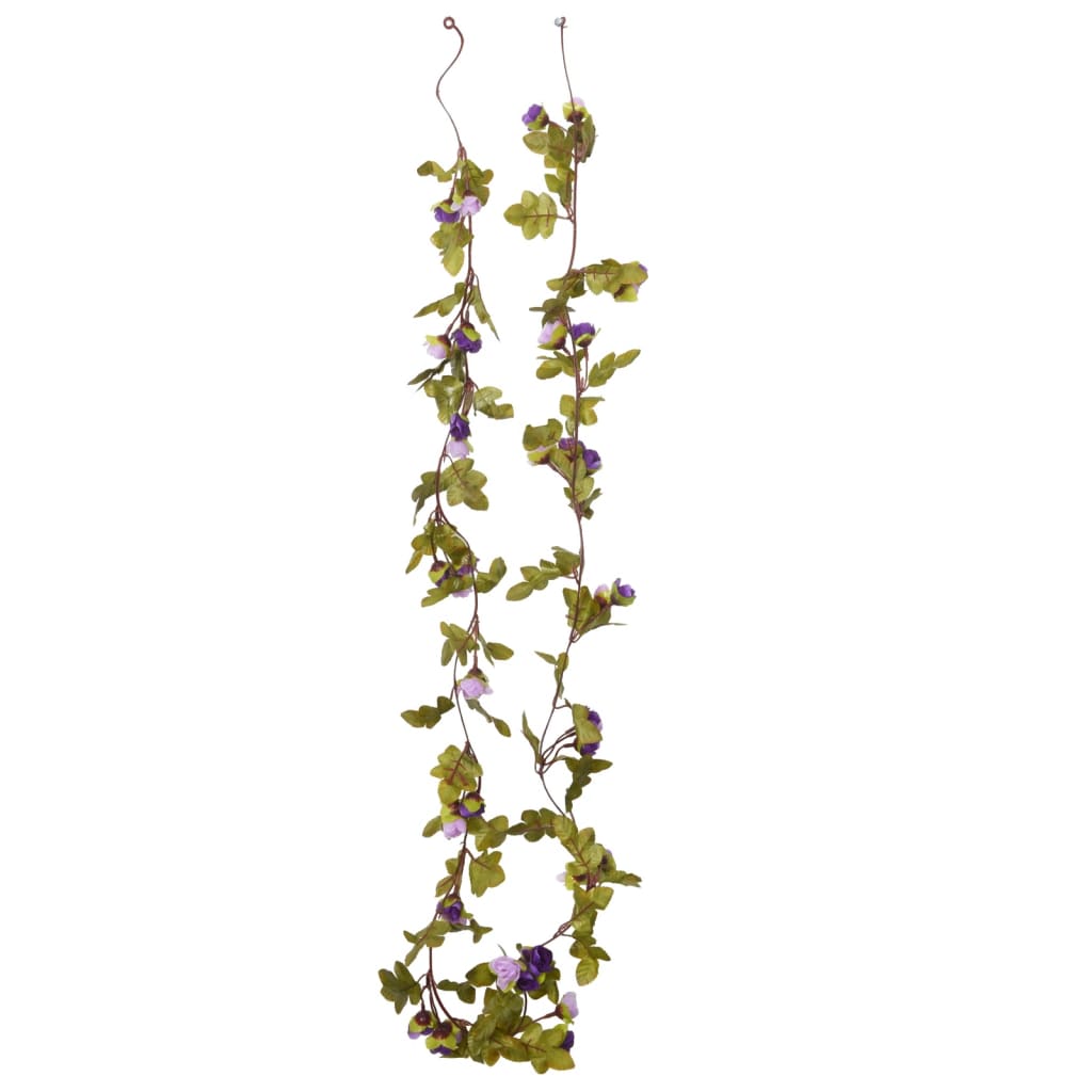vidaXL Guirlandes de fleurs artificielles 6 pcs violet clair 215 cm