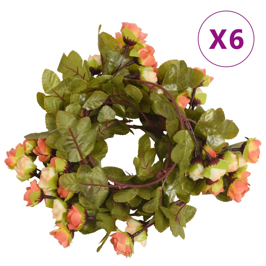 vidaXL Guirlandes de fleurs artificielles 6 pcs rouge vif 215 cm