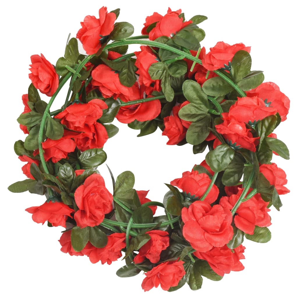 vidaXL Guirlandes de fleurs artificielles 6 pcs rouge 240 cm