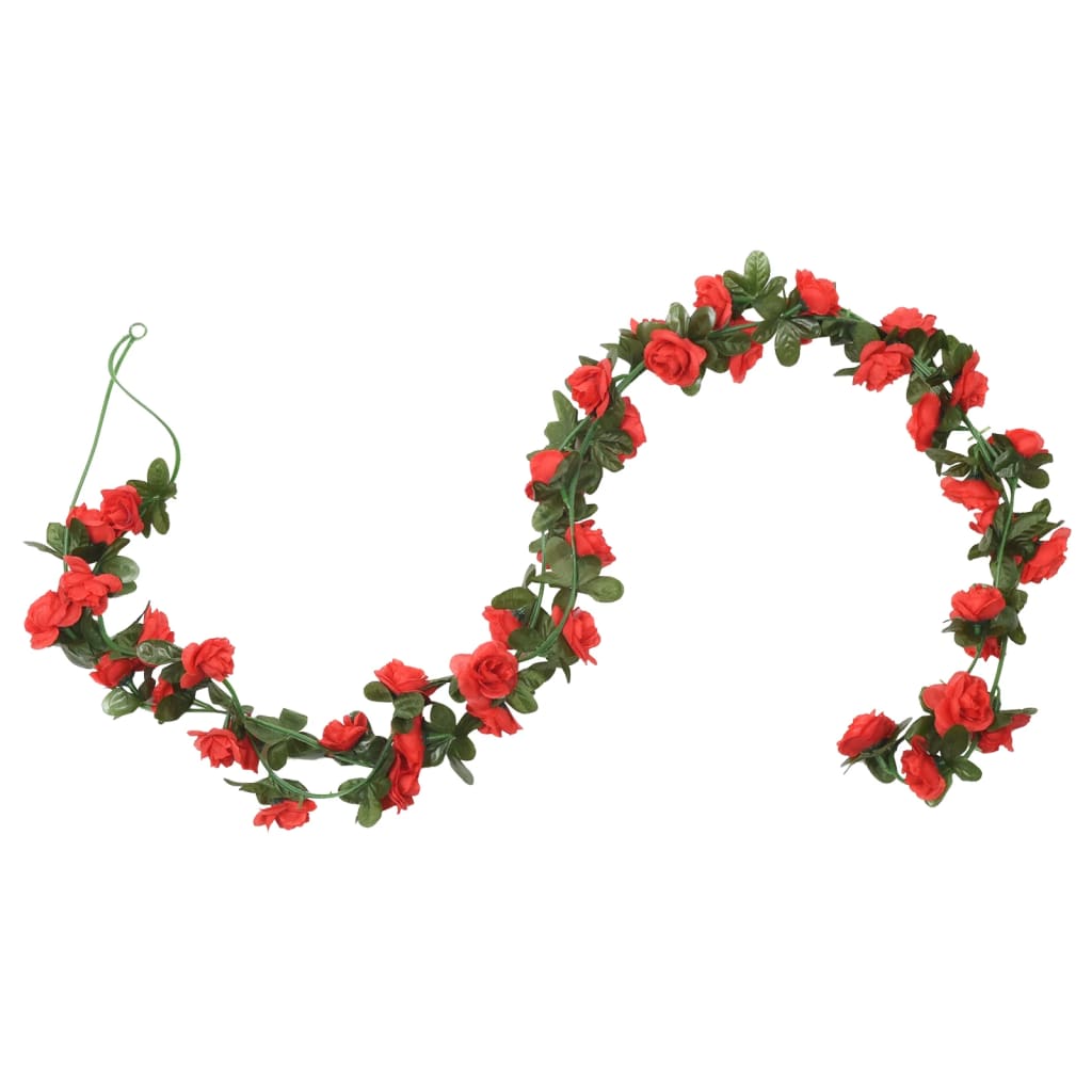 vidaXL Guirlandes de fleurs artificielles 6 pcs rouge 240 cm