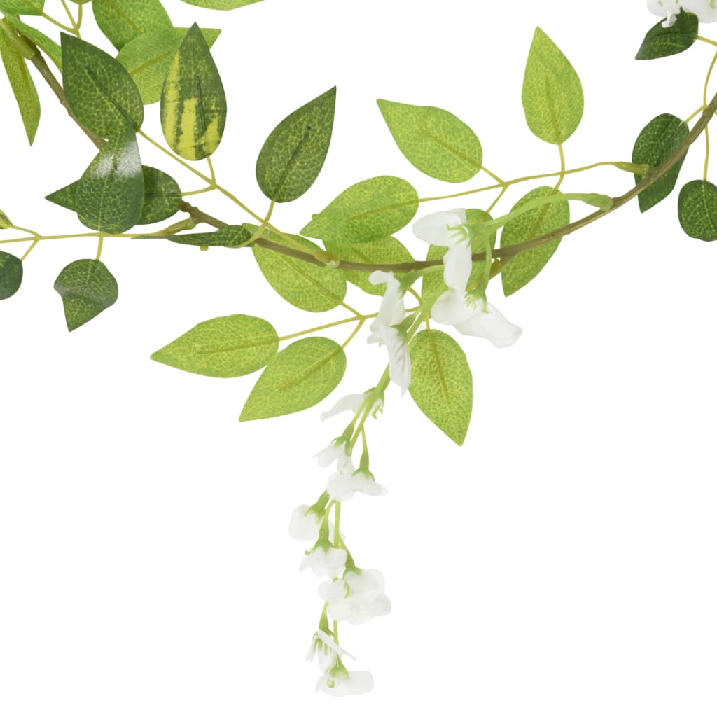 vidaXL Guirlandes de fleurs artificielles 6 pcs blanc 200 cm