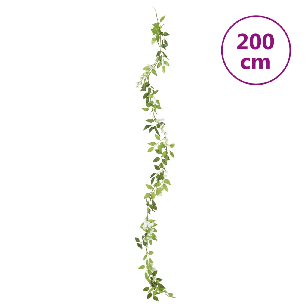 vidaXL Guirlandes de fleurs artificielles 6 pcs blanc 200 cm