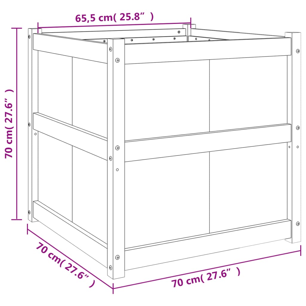vidaXL Jardinière d'extérieur blanc 70x70x70 cm bois de pin massif