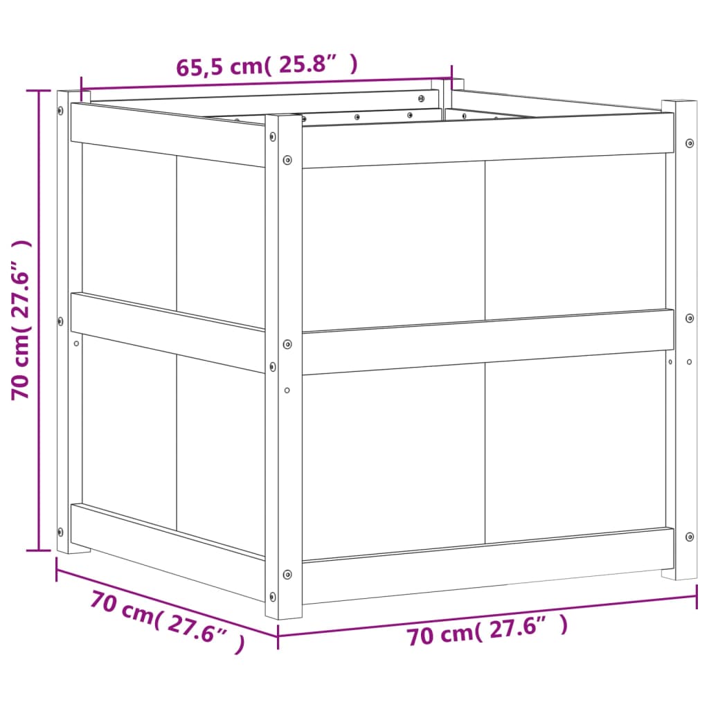 vidaXL Jardinière cire marron 70x70x70 cm bois de pin massif