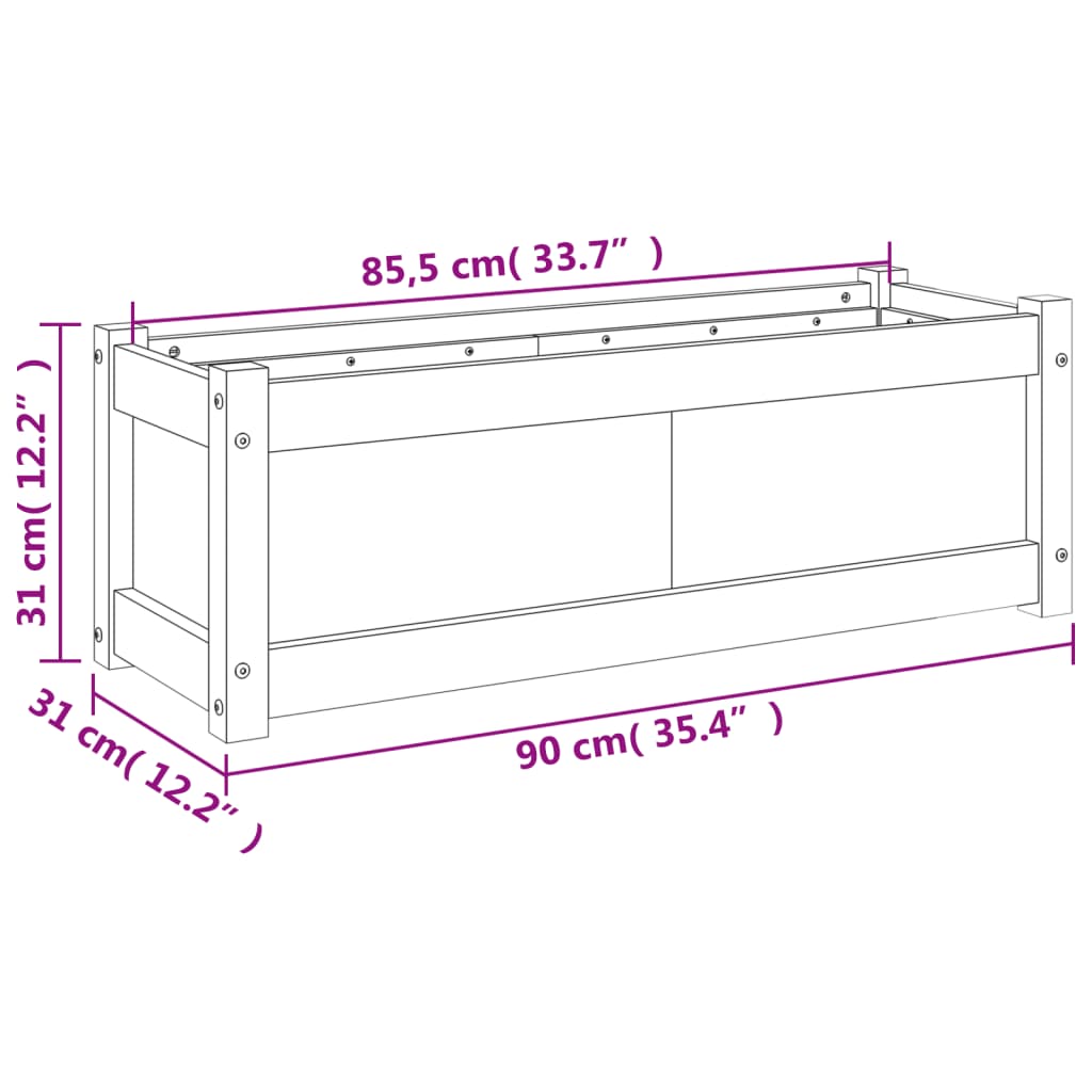 vidaXL Jardinière d'extérieur 90x31x31 cm bois de pin massif