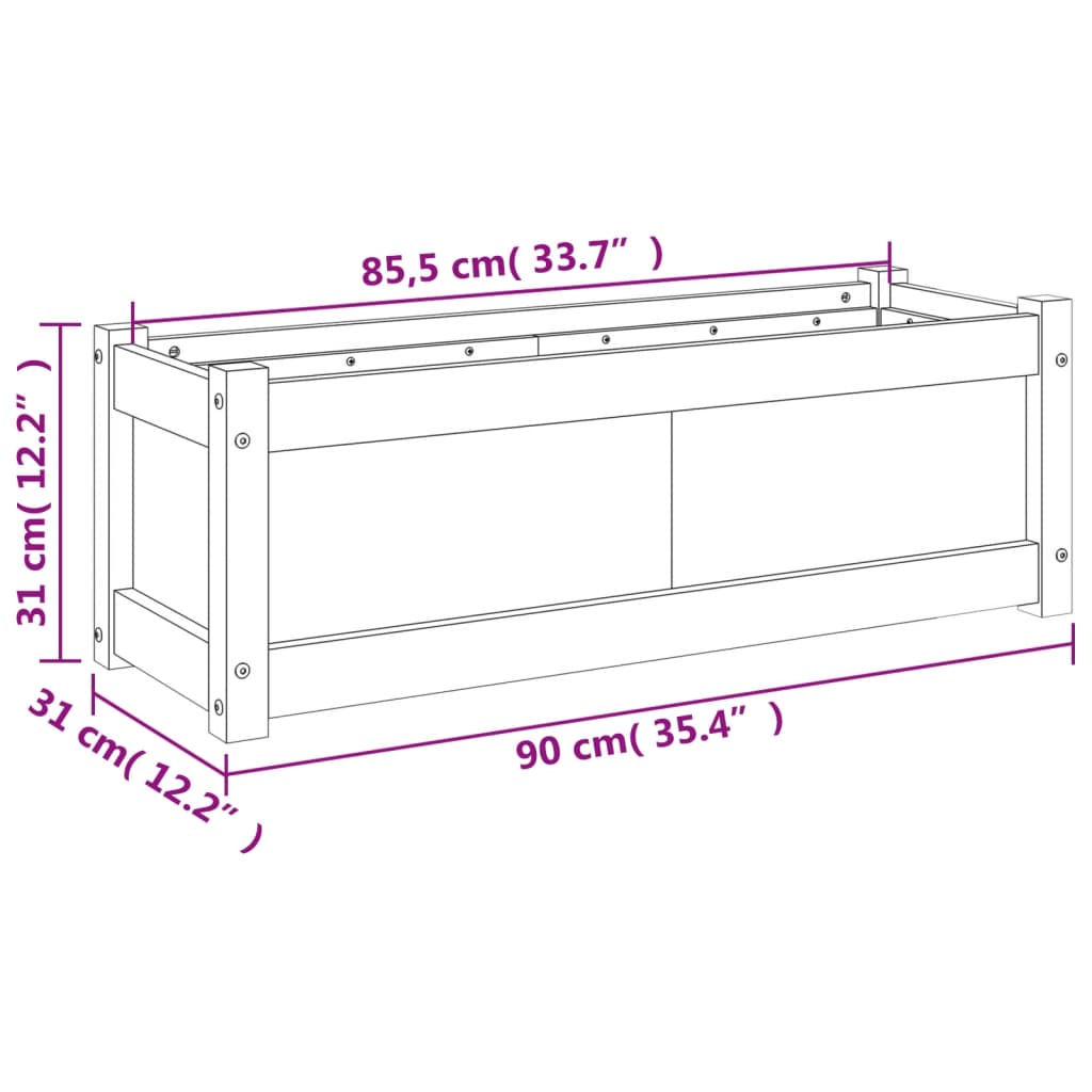 vidaXL Jardinière blanc 90x31x31 cm bois massif de pin
