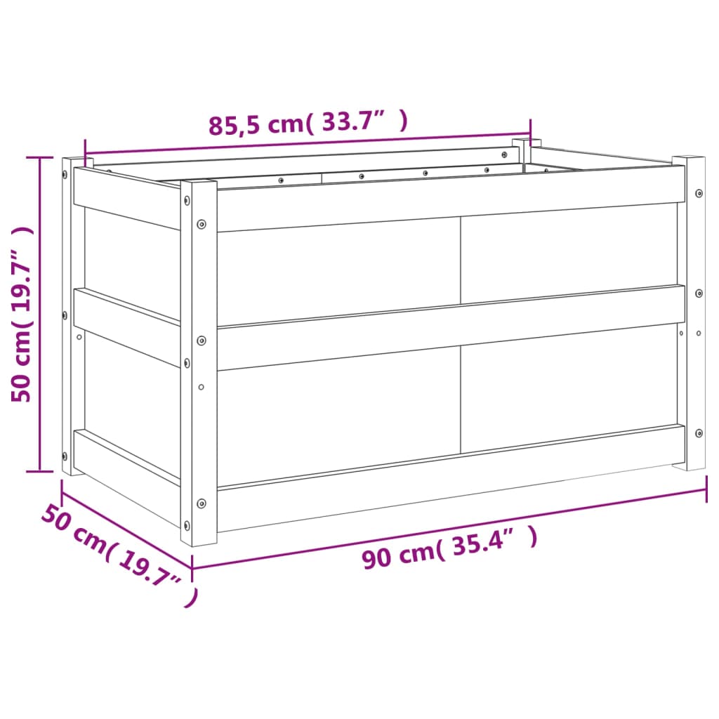 vidaXL Jardinière d'extérieur blanc 90x50x50 cm bois de pin massif