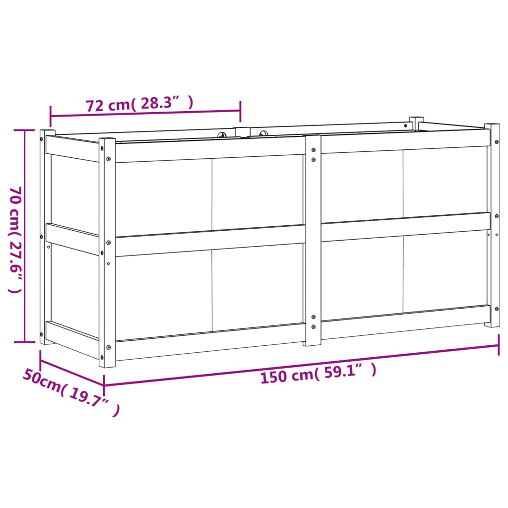 vidaXL Jardinière blanc 150x50x70 cm bois de pin massif