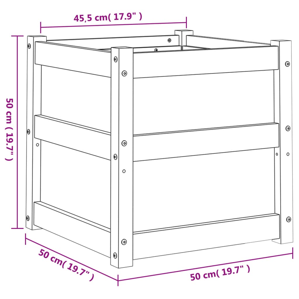 vidaXL Jardinière cire marron 50x50x50 cm bois de pin massif