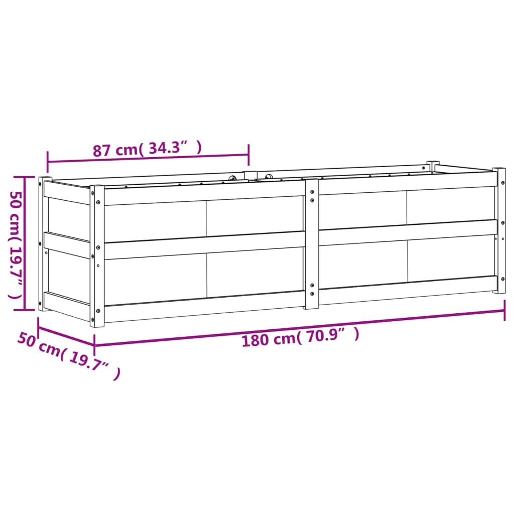 vidaXL Jardinière cire marron 180x50x50 cm bois de pin massif
