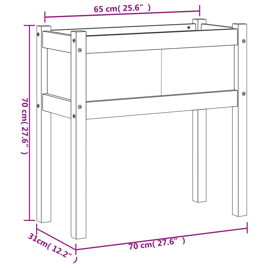 vidaXL Jardinières avec pieds 70x31x70 cm bois massif douglas