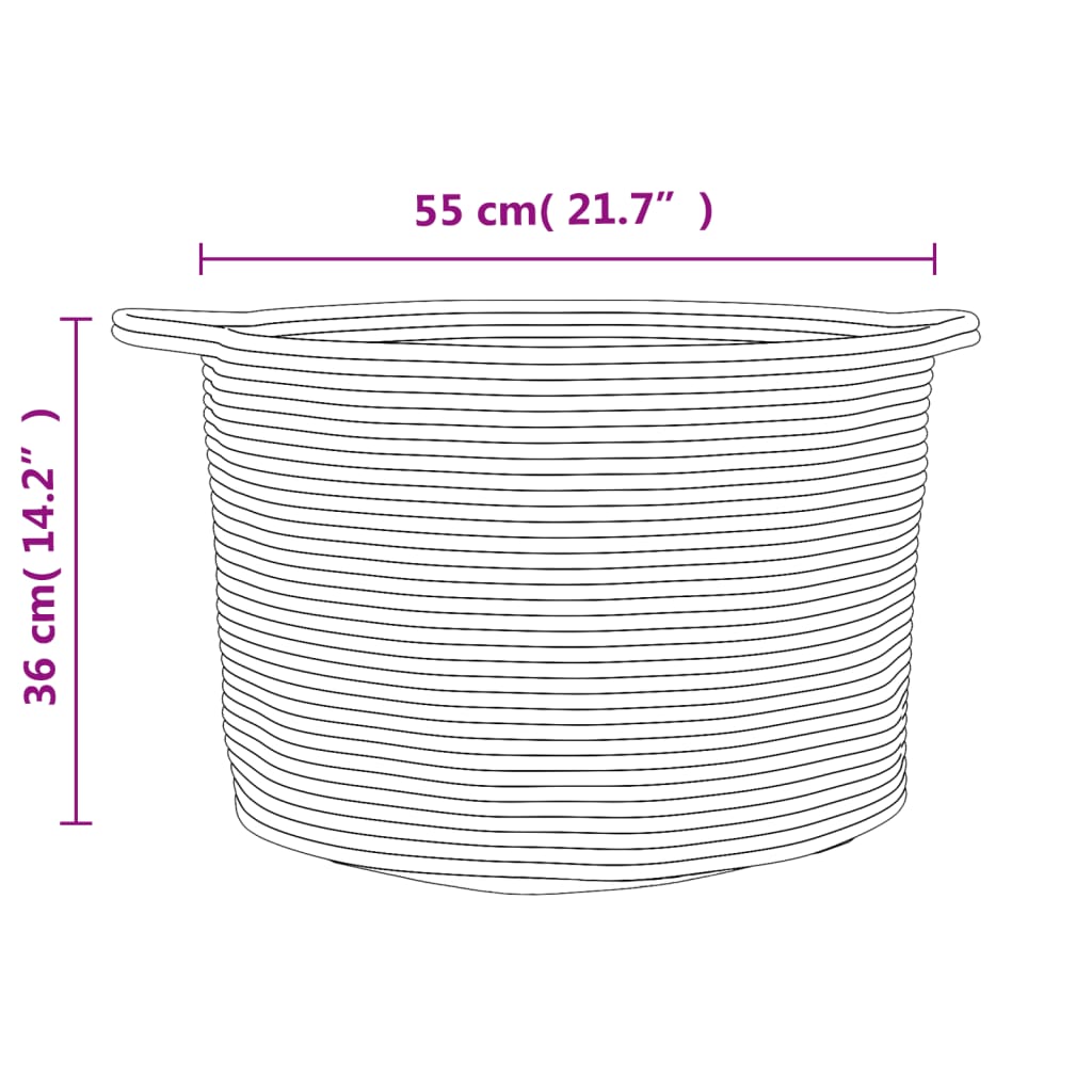 vidaXL Panier à linge beige et blanc Ø55x36 cm coton