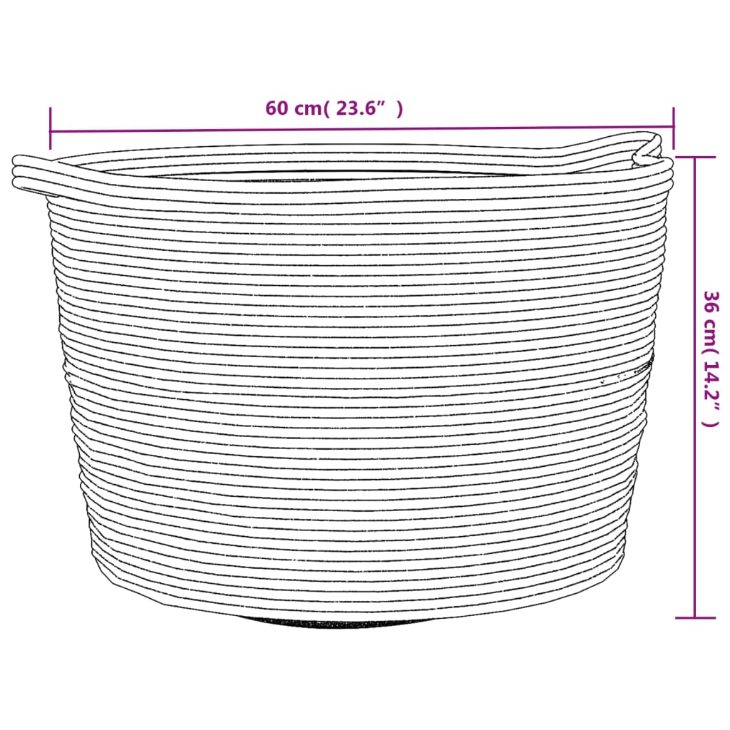 vidaXL Panier à linge gris et blanc Ø60x36 cm coton