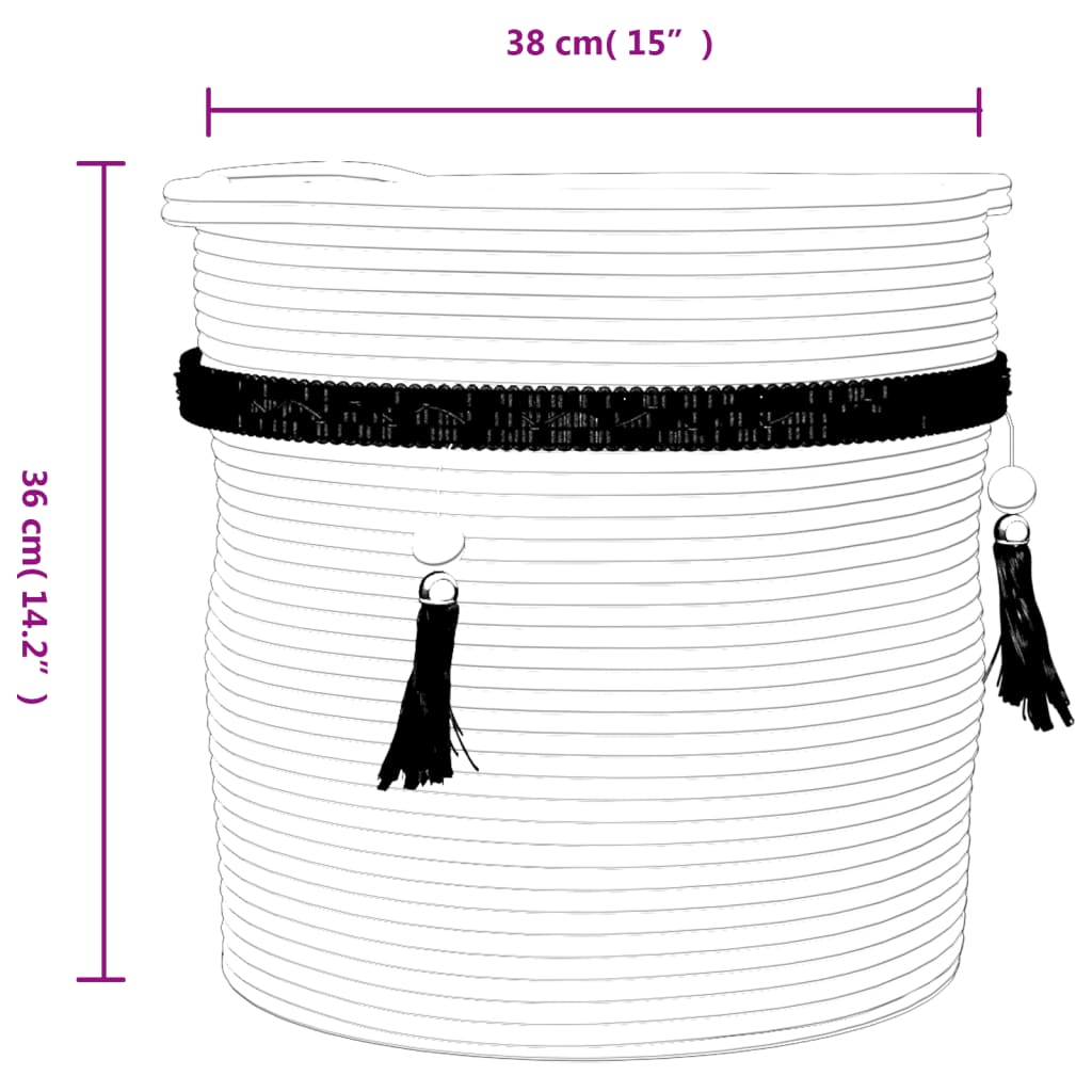 vidaXL Panier de rangement blanc Ø38x36 cm coton