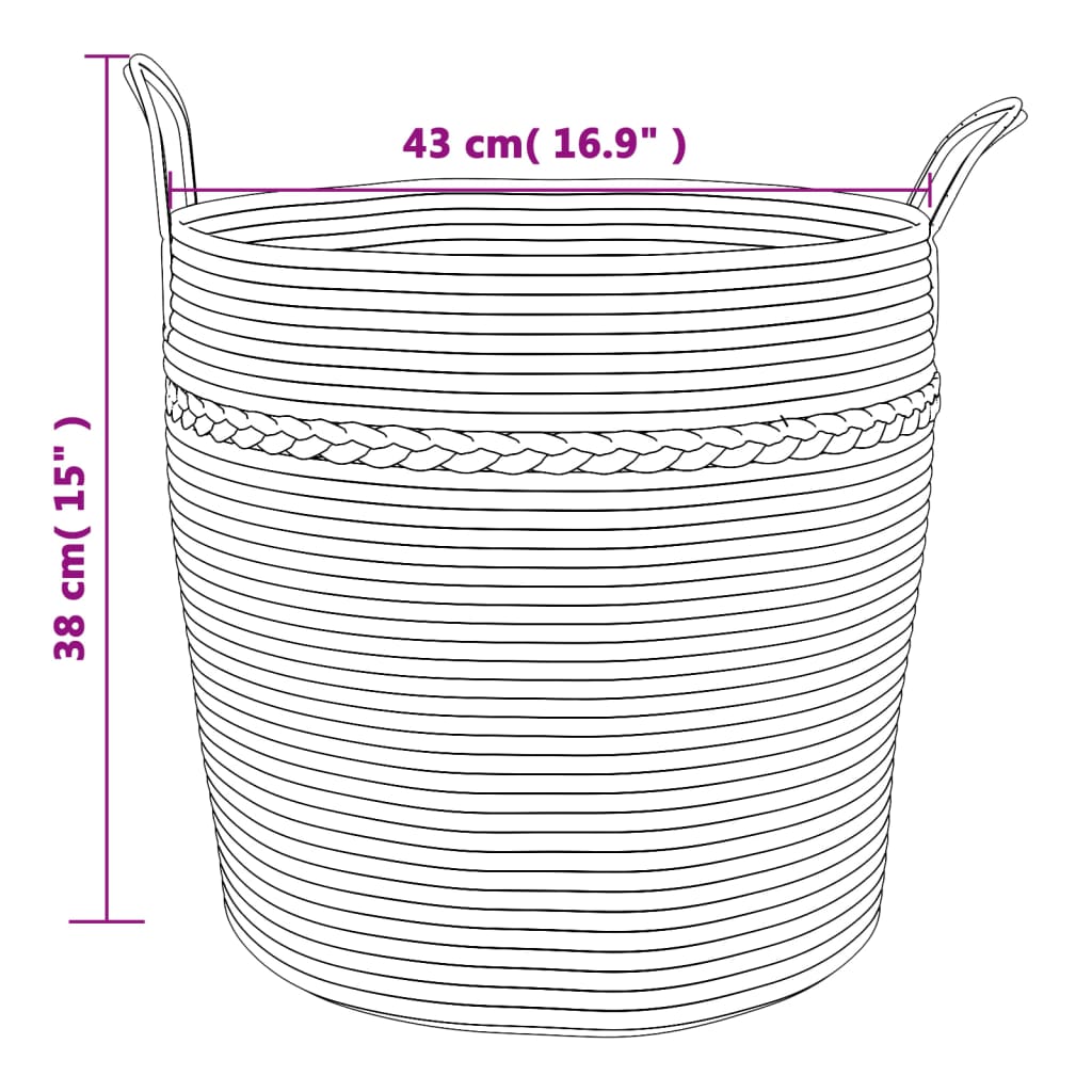 vidaXL Panier de rangement gris et blanc Ø43x38 cm coton