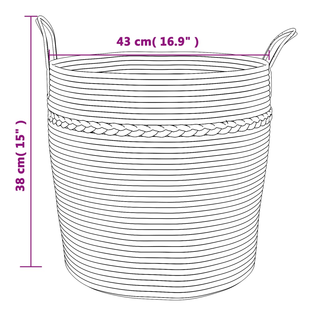 vidaXL Panier de rangement marron et blanc Ø43x38 cm coton