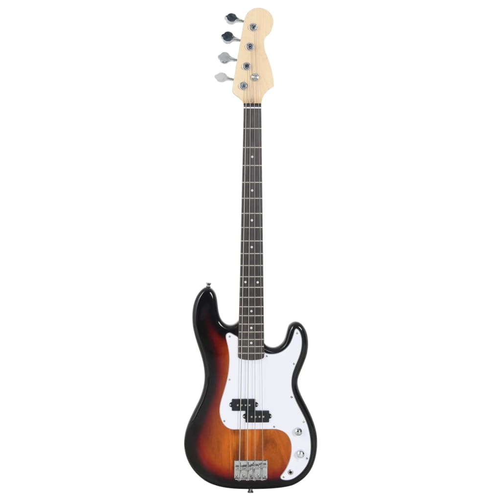 vidaXL Guitare basse électrique de débutants sac brun et blanc 4/4 46"