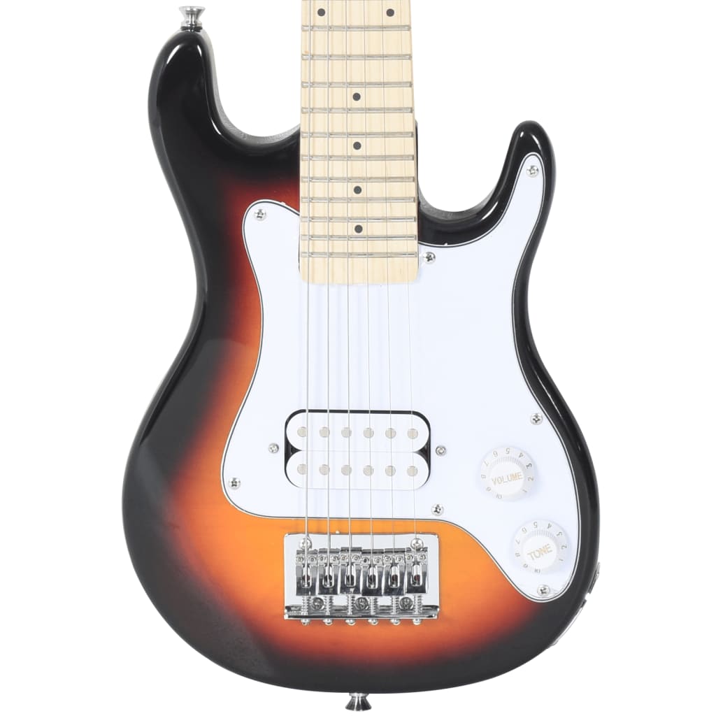 vidaXL Guitare électrique pour enfants et sac marron et blanc 3/4 30"