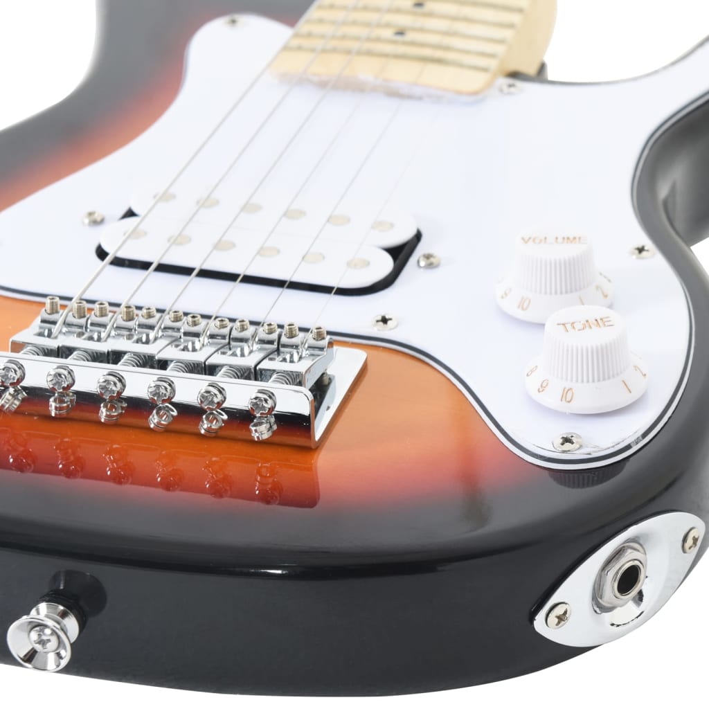 vidaXL Guitare électrique pour enfants et sac marron et blanc 3/4 30"