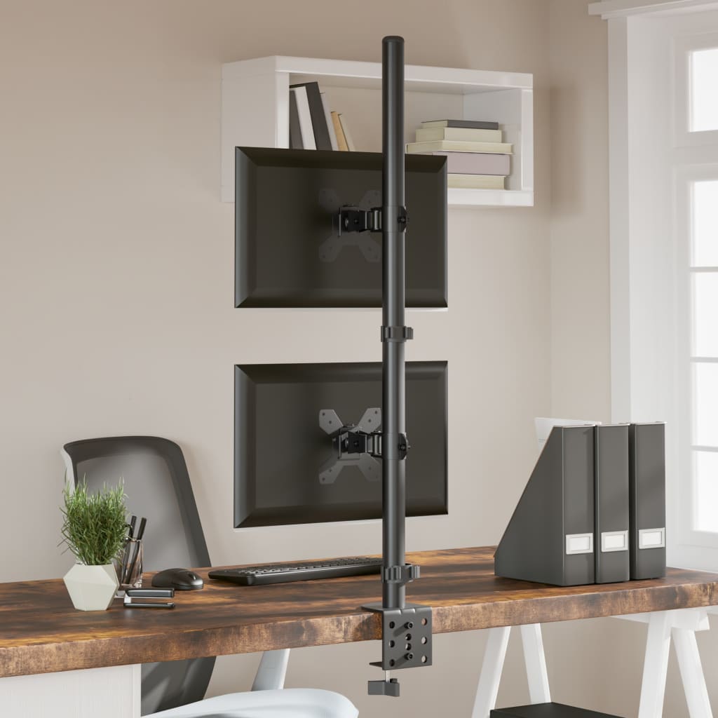 vidaXL Support de moniteur double noir acier VESA 75/100 mm