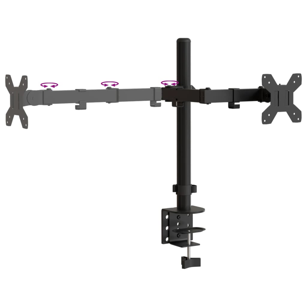 vidaXL Support de moniteur double noir acier VESA 75/100 mm