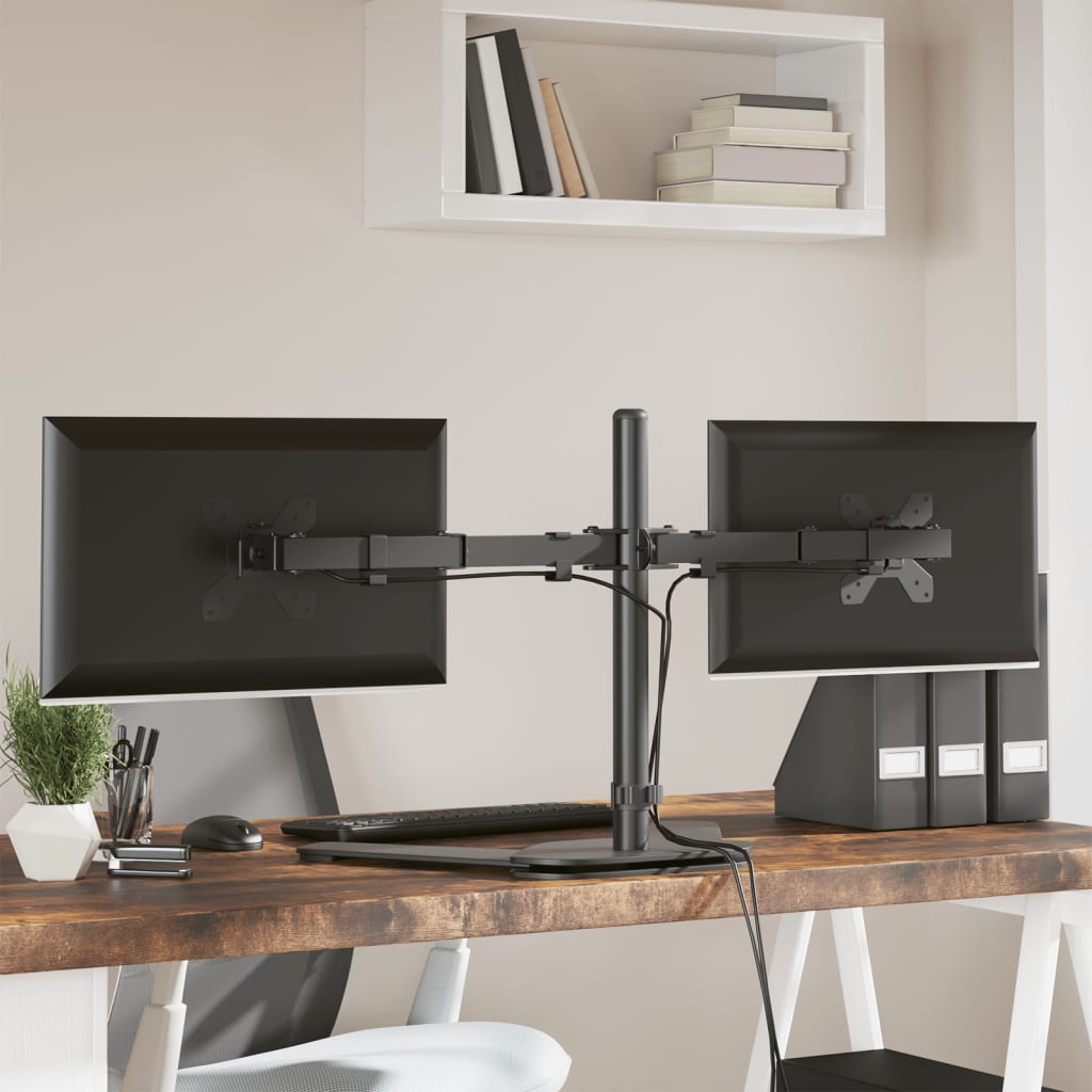 vidaXL Support de moniteur double noir acier VESA 75/100 mm