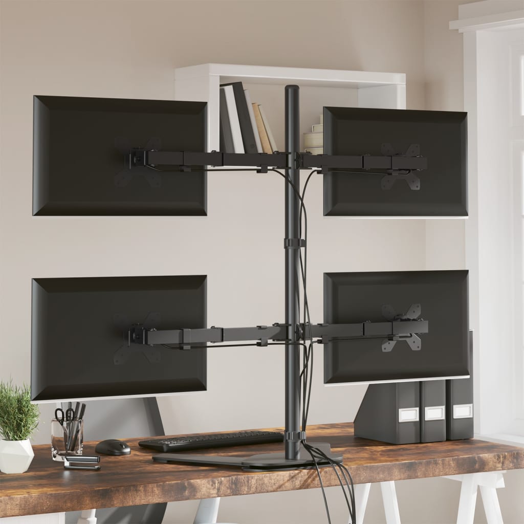 vidaXL Support de moniteur noir acier VESA 75/100 mm
