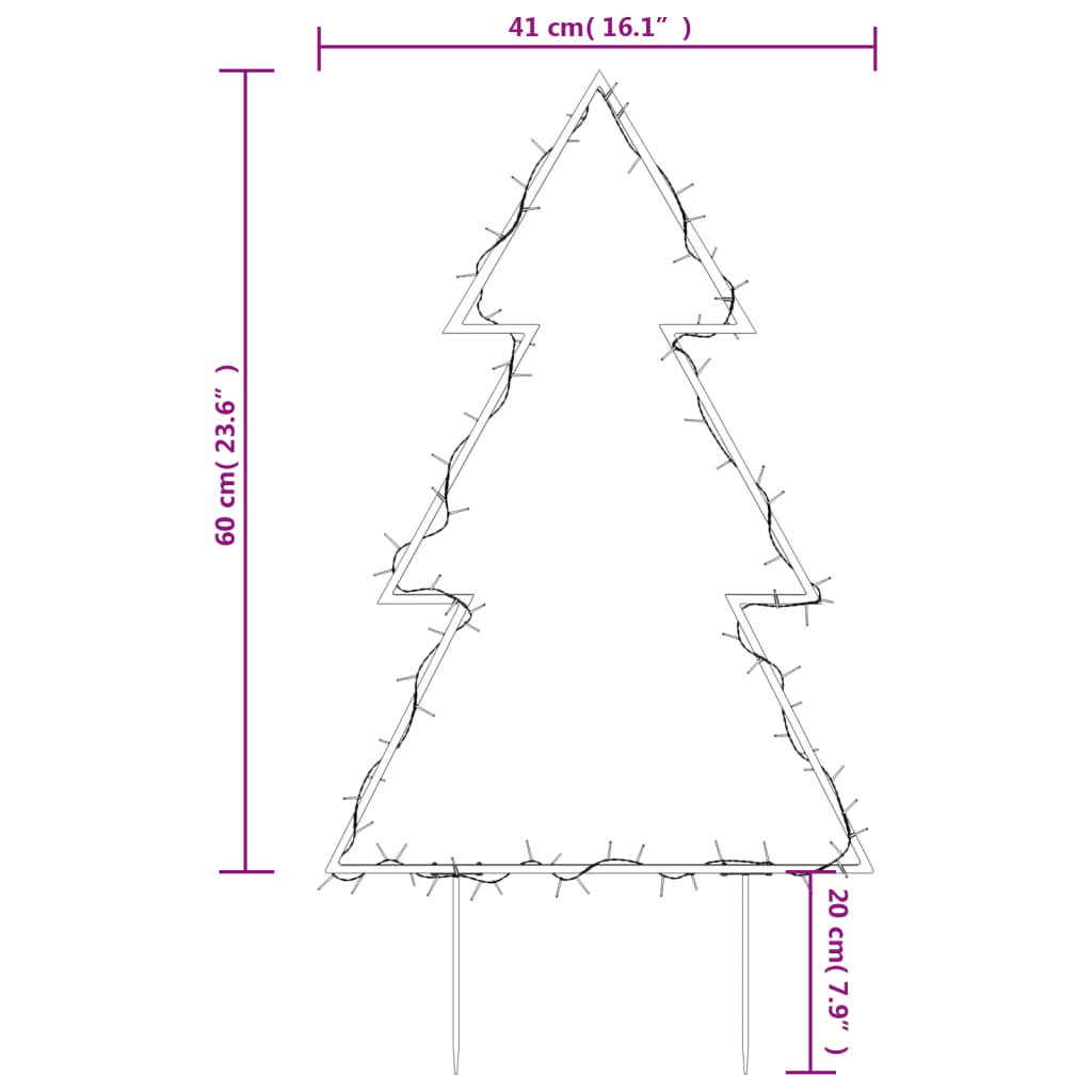 vidaXL Décoration lumineuse arbre de Noël avec piquets 80 LED 60 cm