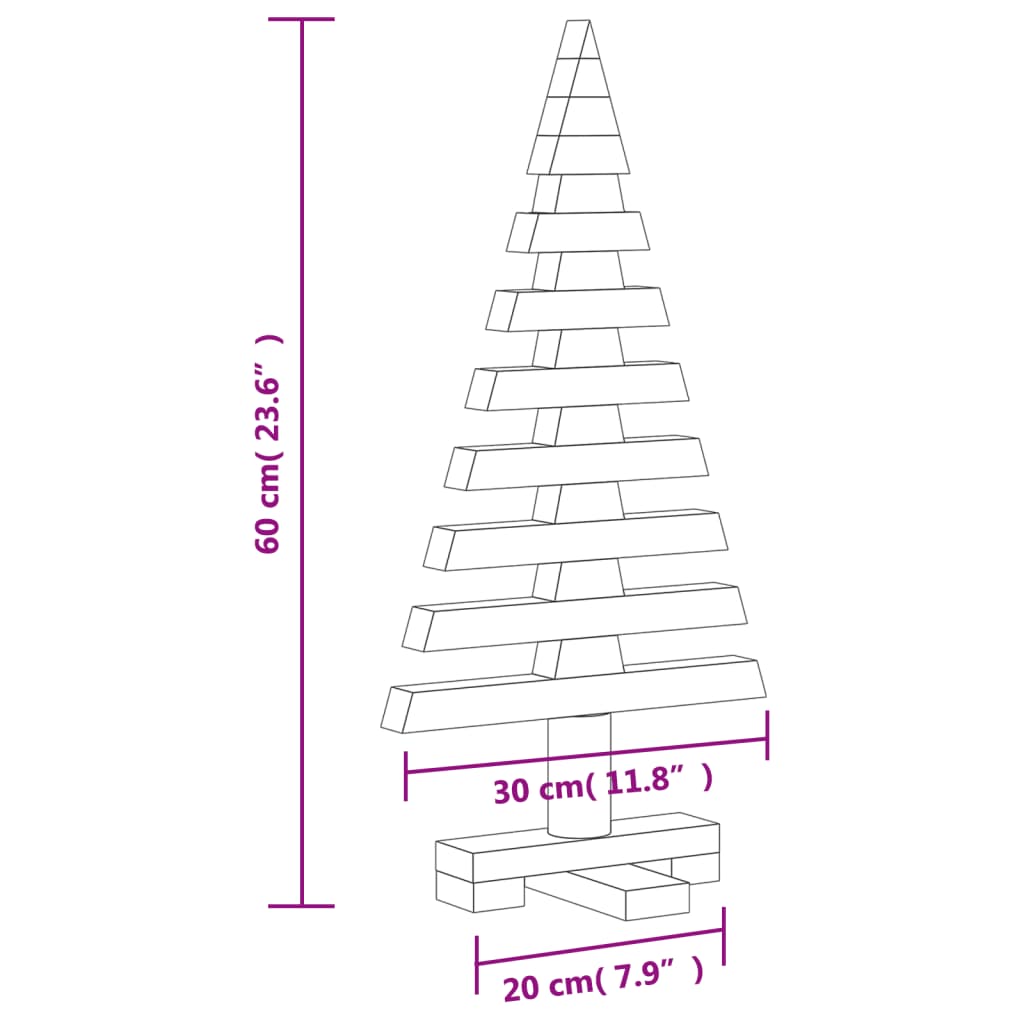 vidaXL Arbre de Noël en bois pour décoration 60 cm bois massif de pin