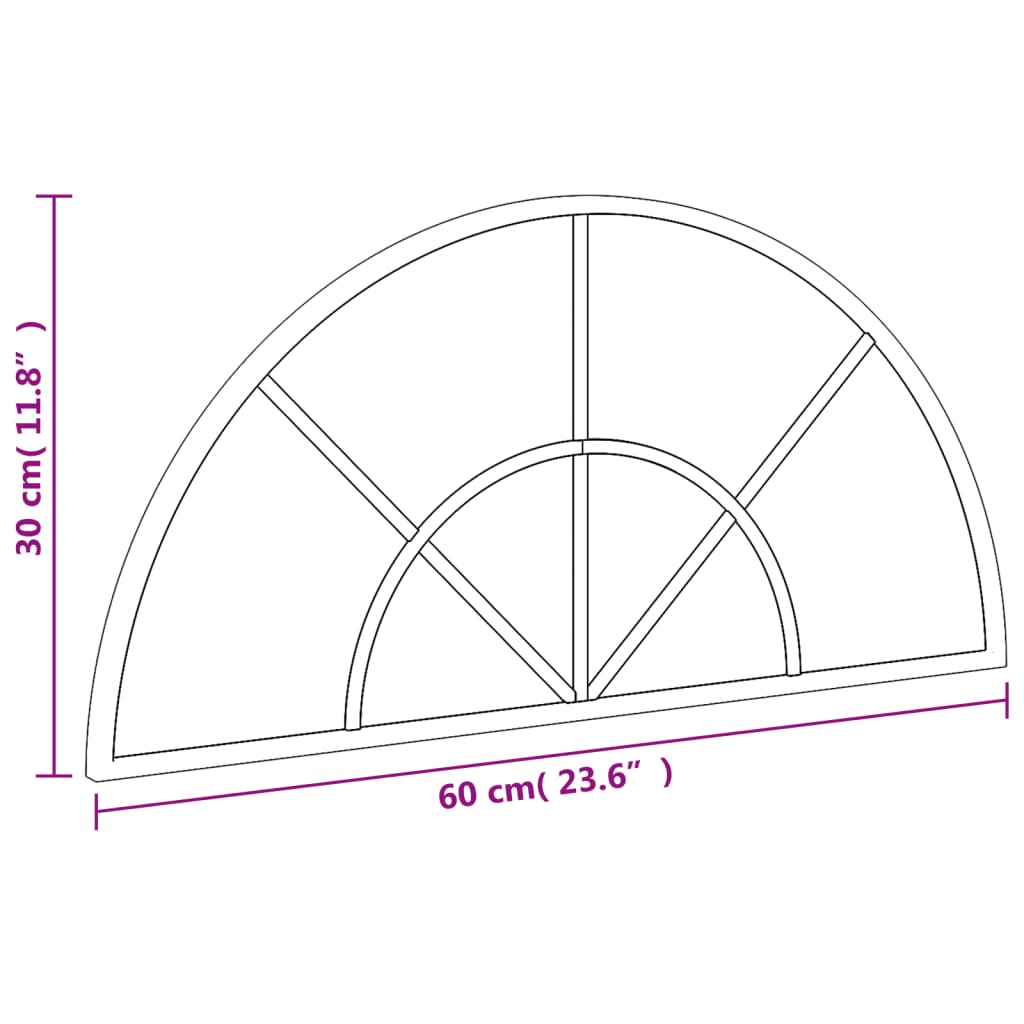 vidaXL Miroir mural noir 60x30 cm arche fer